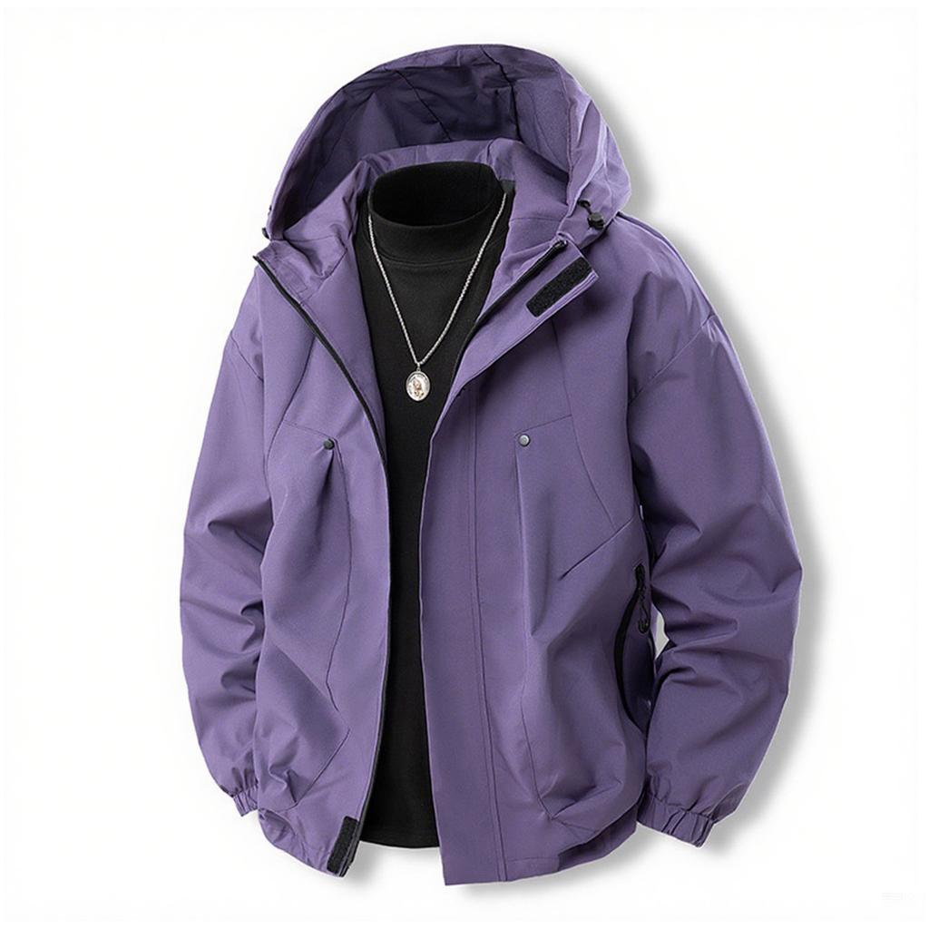 Men's Solid Color Outdoor Jacket Men's Windproof Daily Casual Sports Jacket