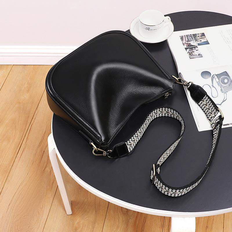 New Women's Crossbody Bag Saddle Bag Genuine Leather Versatile Large Capacity Underarm Bag