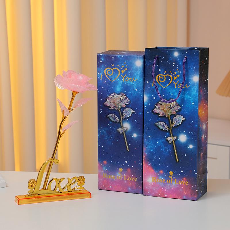 Φωτεινή Ανθοδέσμη με Τριαντάφυλλα από Φύλλο Χρυσού 24Κ: Διατηρημένα Τεχνητά Λουλούδια για την Ημέρα του Αγίου Βαλεντίνου, την Ημέρα της Μητέρας και τα Γενέθλια