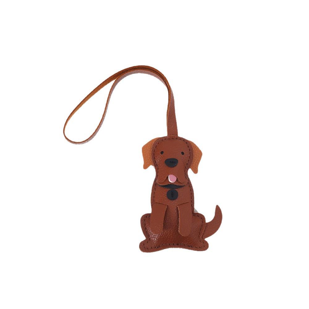 Stylish PU Leather Puppy Keychain Pendant - Cute Beaded Bag Ornament