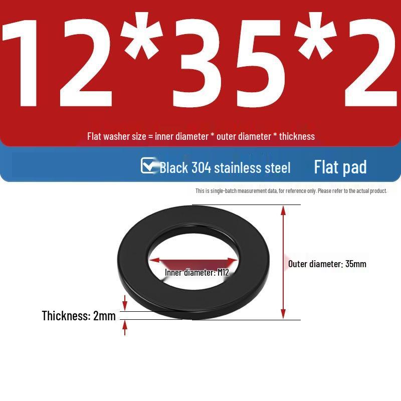 Ultra-Thin Black Zinc-Plated Stainless Steel Flat Washer (M2-M20)