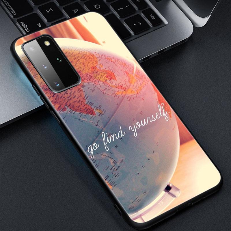 Lustige Reisekarte Handyhülle für Samsung Galaxy S20 S21 FE S10 Lite Note 20 10 Lite S8 S9 S10E S10 Plus Ultra Schwarz Weiche Hülle