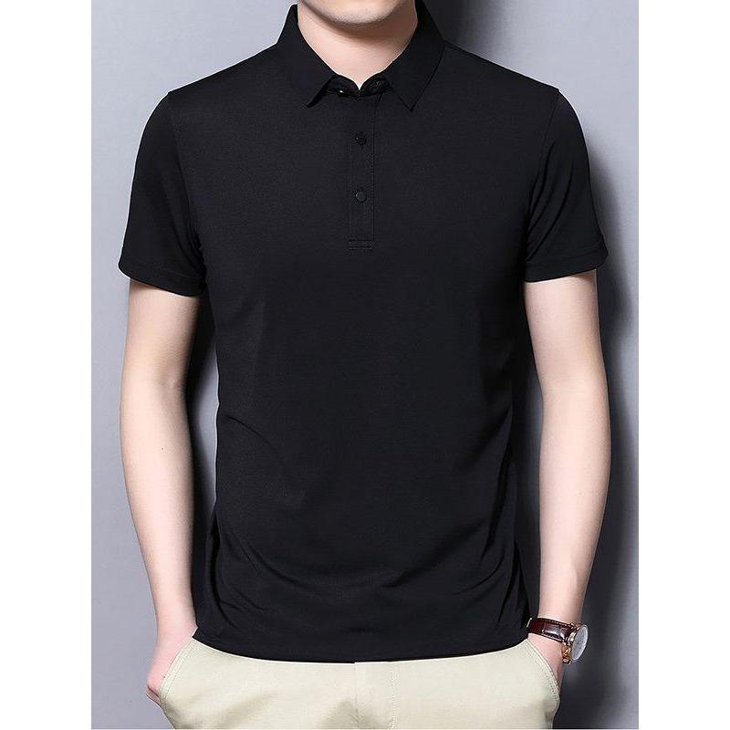 Hochelastisches Nahtloses Herren-Poloshirt aus Eisseide - Schnelltrocknend, Sommer, Kurzärmlig, Bügelfrei, Neuer Stil