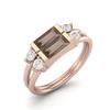 1.52 Ctw Baguette Smoky Quartz 925 Sterling Silver Rose Vermeil Dual Spilt Shank Women Wedding Ring