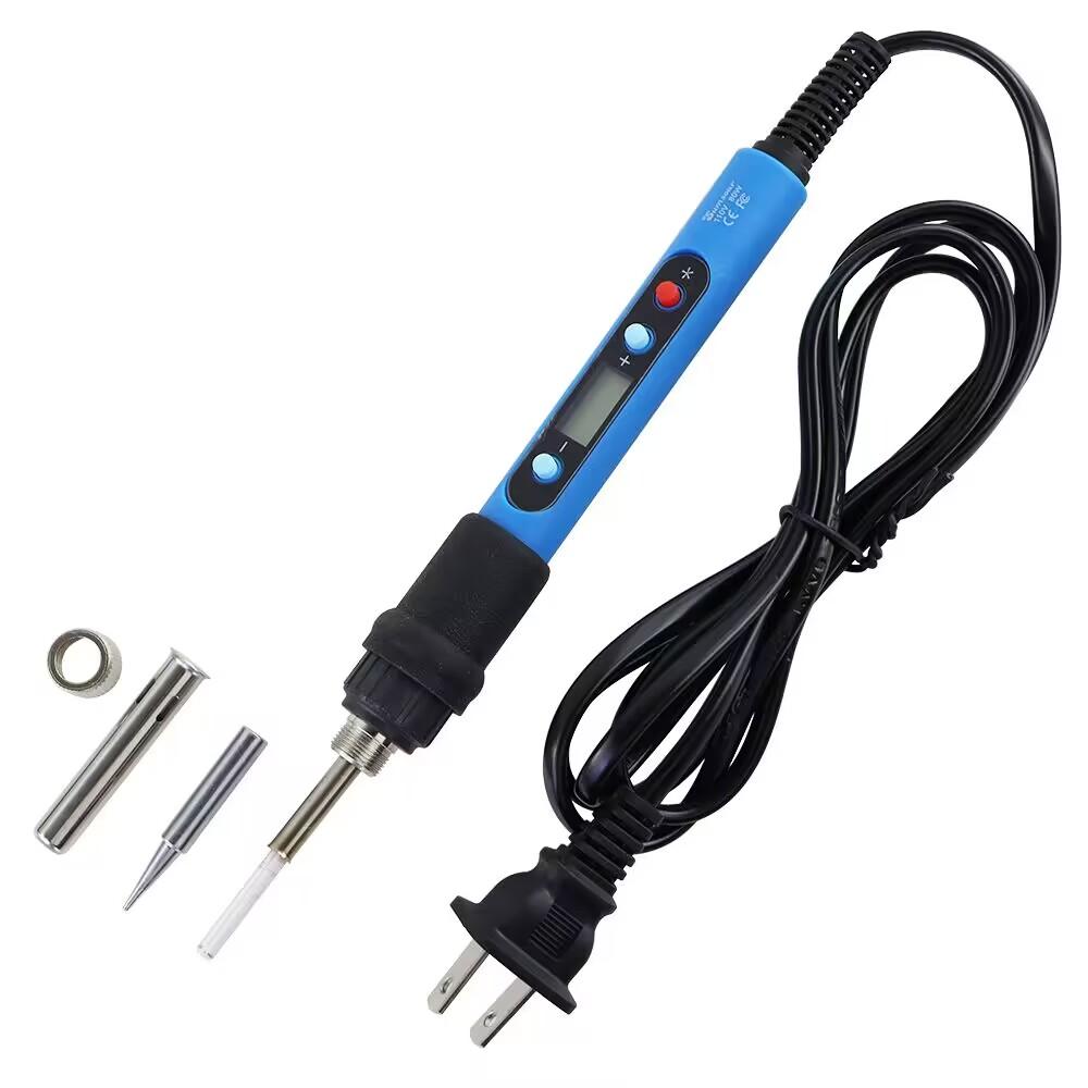 Blue 80W Electric Soldering Iron Digital Display With Switch 110V 220V Adjustable Temperature Solder Welding Desoldering Tools