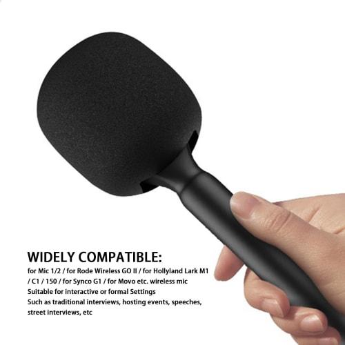 Handheld Interview Microphone Adapter with Foam Windscreen for Mic 1/2, Rode Wireless GO II, Hollyland Lark M1, C1, 150, Synco G1, Movo, and More