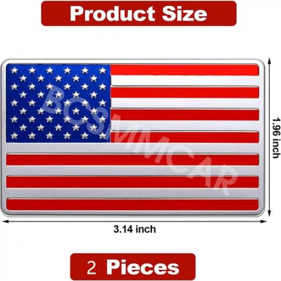 USA American Flag Sticker Car Bumper Body Window Metal Emblem Decoration 2PCS