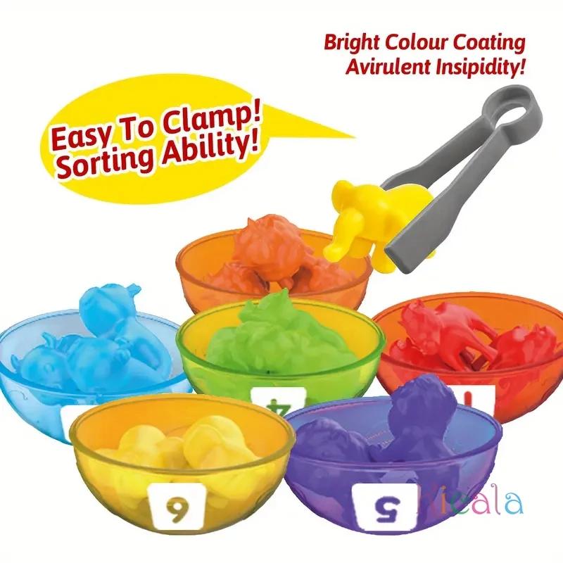 Counting Animal Toys Matching Games STEM Educational Learning Toy Color Sorting Stacking Bowl Sensory Toys Birthday Gift