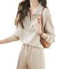 Women's Trendy Autumn Two-Piece Set: Elegant Collared Long-Sleeve Sweatshirt and Casual Pants
