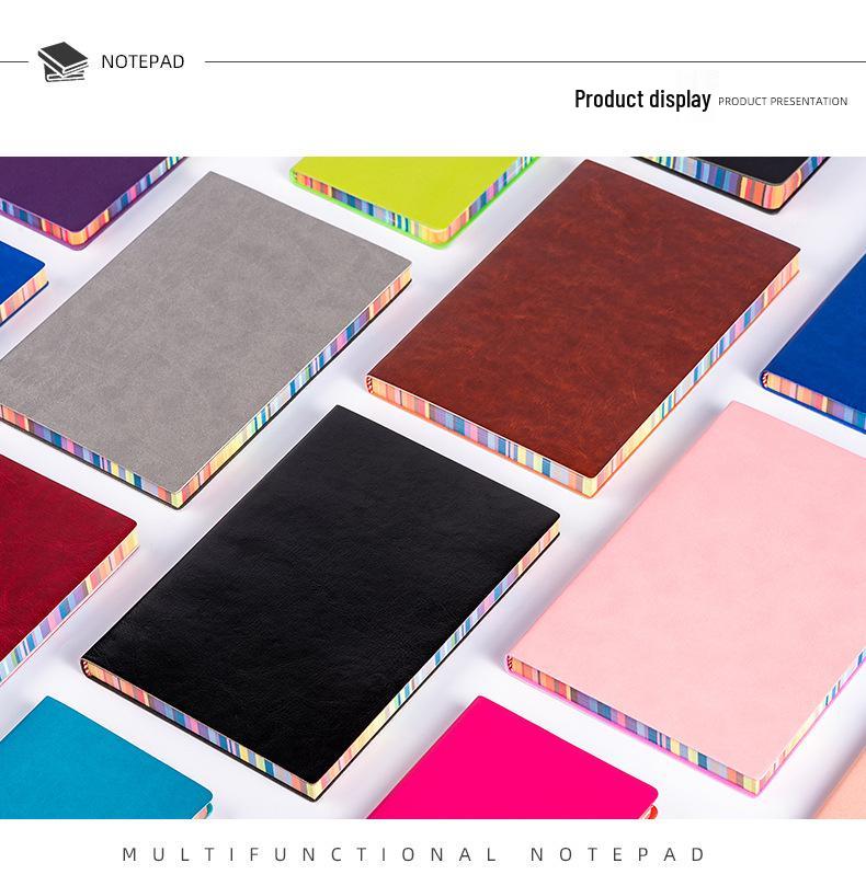 A5 Soft Cover Rainbow Edge Cute Notebook - Custom Color Edge Thick Leather Diary
