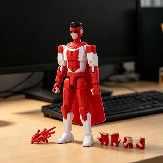 3D Printed Action Figure with Accessories Posable Cartoon Character Model Movable Joints Figure Decoration Collectible Gift for Animation Lovers