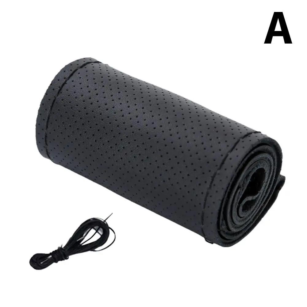 Piese auto interioare consumabile cusute manual din piele ghidon husă volan respirabilă din piele husă universală anti-alunecare S9X2