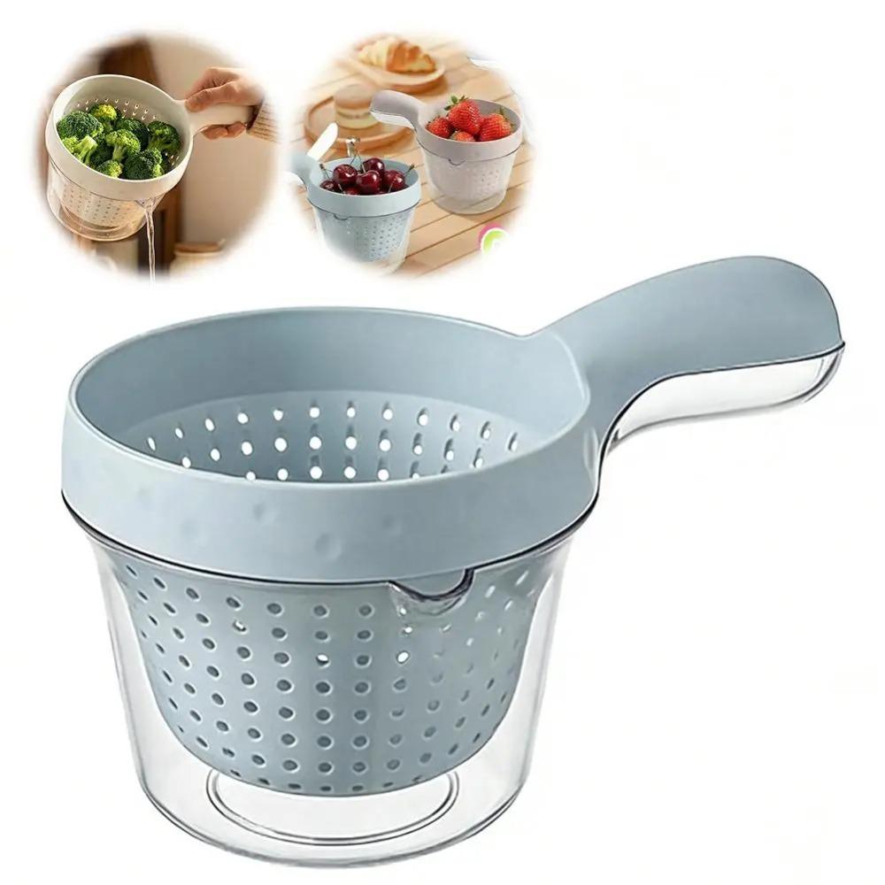2-in-1 Fruit Cleaning Basin Double Layer Vegetable Drain Basket Portable Kitchen Drain Basket