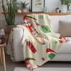 Cute Dog Christmas Throw Blanket Cozy Flannel Pet Holiday Festive Reversible Warm Soft Bedspread Couch Cover Gift Home Decor