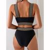 Hot Sale Sexy Swimsuit Split Underwire Split Black Color Bikini Swimsuit Two Piece Swimsuit for Women