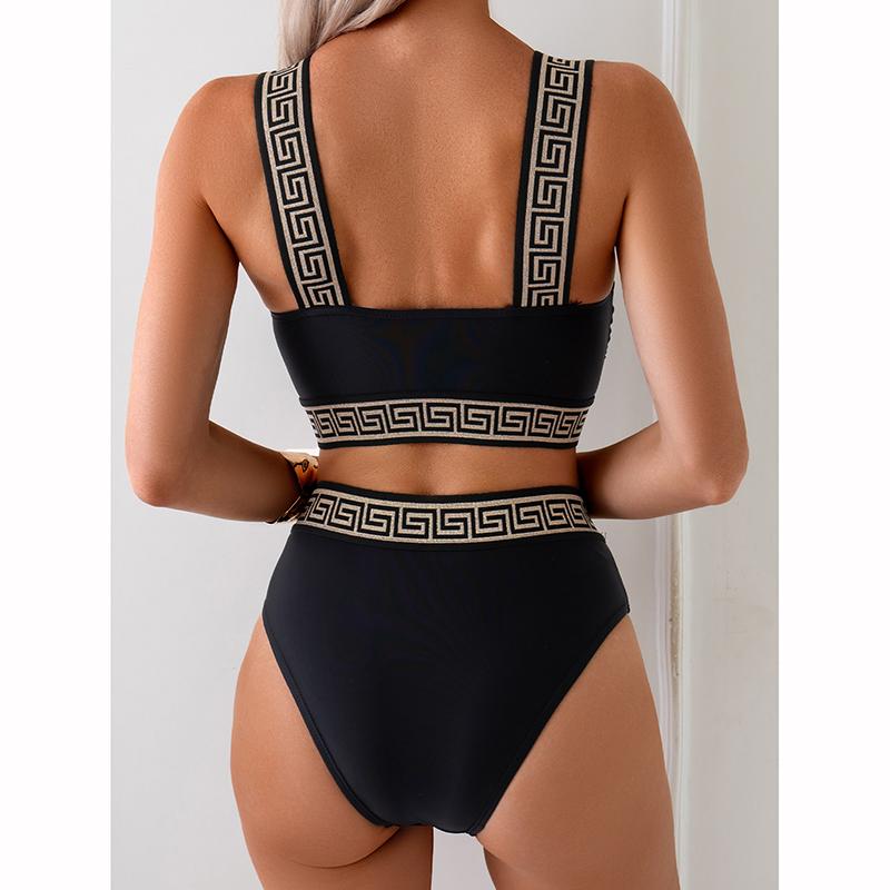 Hot Sale Sexy Swimsuit Split Underwire Split Black Color Bikini Swimsuit Two Piece Swimsuit for Women