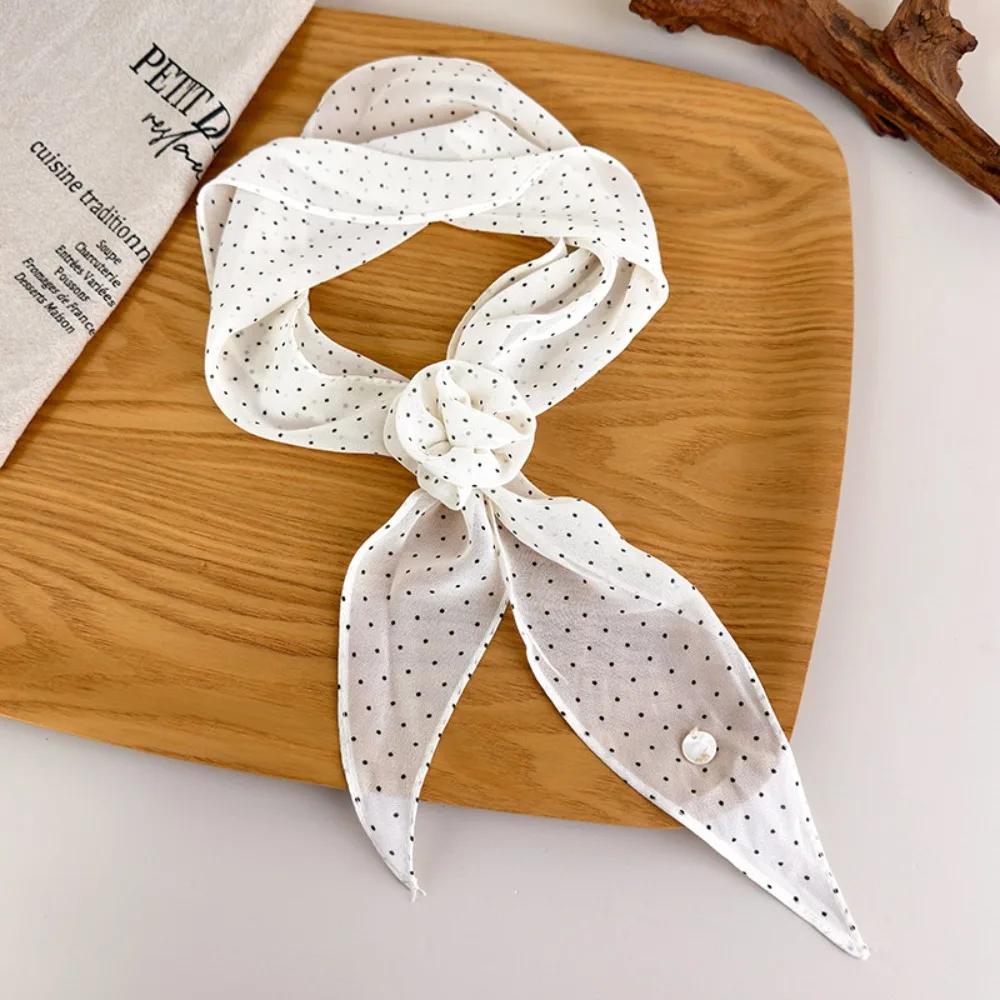 New Flower Pattern Polka Dot Scarf Elegant Dot Design Waist Chain Lightweight Rose Flower Scarf Women Accessories