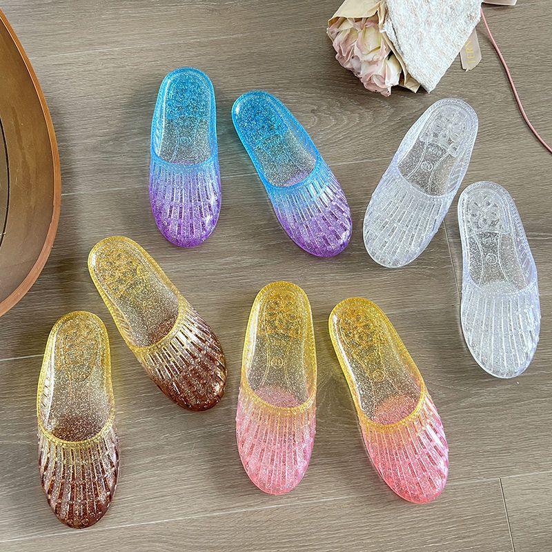 Summer New Baotou Cool Slippers for Women Flat Bottom Home Indoor Anti Slip Hollow Jelly Shoes for Women