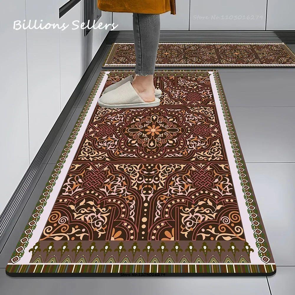 

VIKAMA 1/2PC Diatomaceous Earth Carpet Boho Vintage Persian Kitchen Bathroom Mat Toilet Rug Dirty Resistant Non-slip Home Decor 1PC 40x60CM