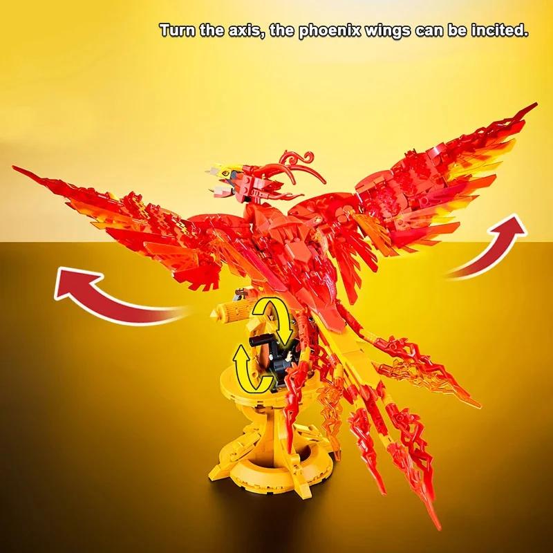 Technical Fire Phoenix Building blocks Kit MOC Assembly Bricks DIY tabletop decorations Model birthday Christmas Gift
