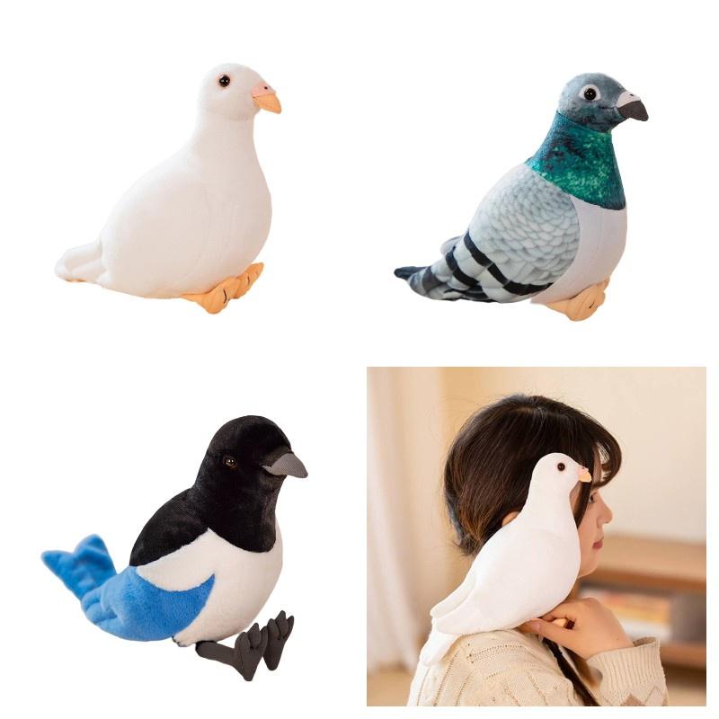 Realistic Plush Pigeon Toy With Soft Pp Cotton Filling, Perfect For Decor And Gifts, Available In White And Green