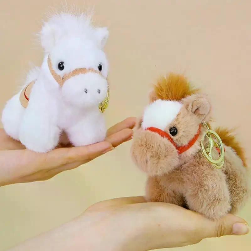 NEW Cute Zodiac Horse Keychain Plush Toy Kawaii Stuffed Doll Bag Pendant Decoration Backpack Hanging Year Gift