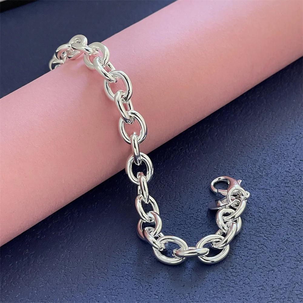 925 Silver Bracelet Buckle Basic Chain Charm Exquisite Women Fashion Wedding Party Gift Jewelry