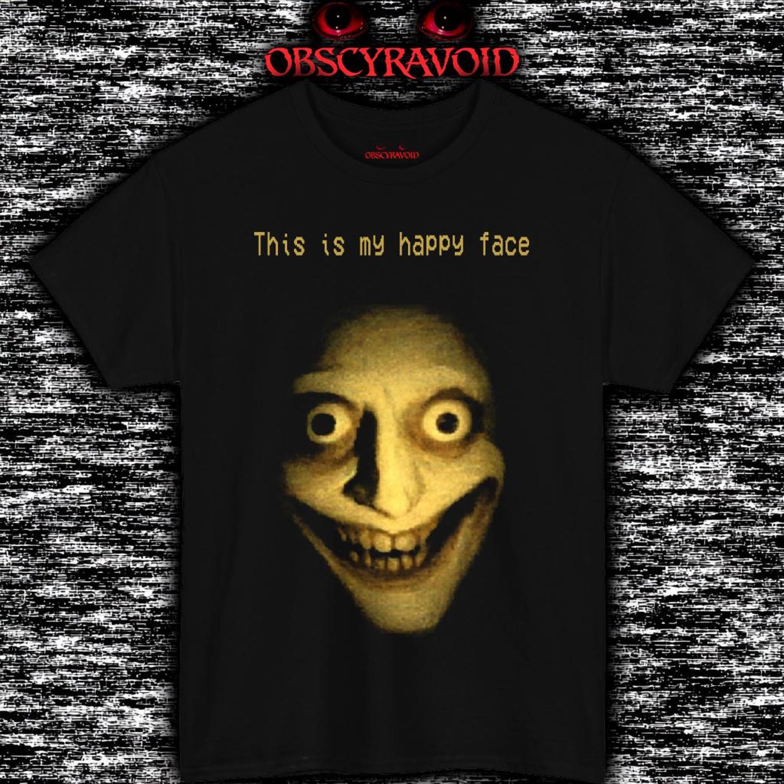 Creepy Horror Face Shirt Disturbing Smiling Mask Analog Horror Graphic Tee XL