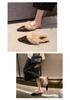 2024 Autumn Women's Closed-Toe Pointed Mules: Comfortable, Flat Heel, Non-Slip Fluffy Slippers for Outdoor Wear