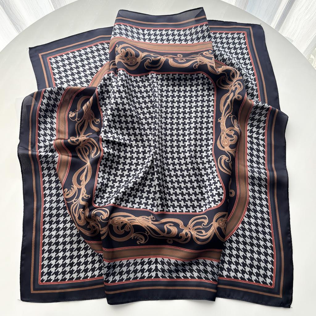 Luxury Square Scarf For Women Elegant Print Ladies Hijab Neckerchief Fashion Shawl For Travel Soft Stain Imitation Silk Scarves
