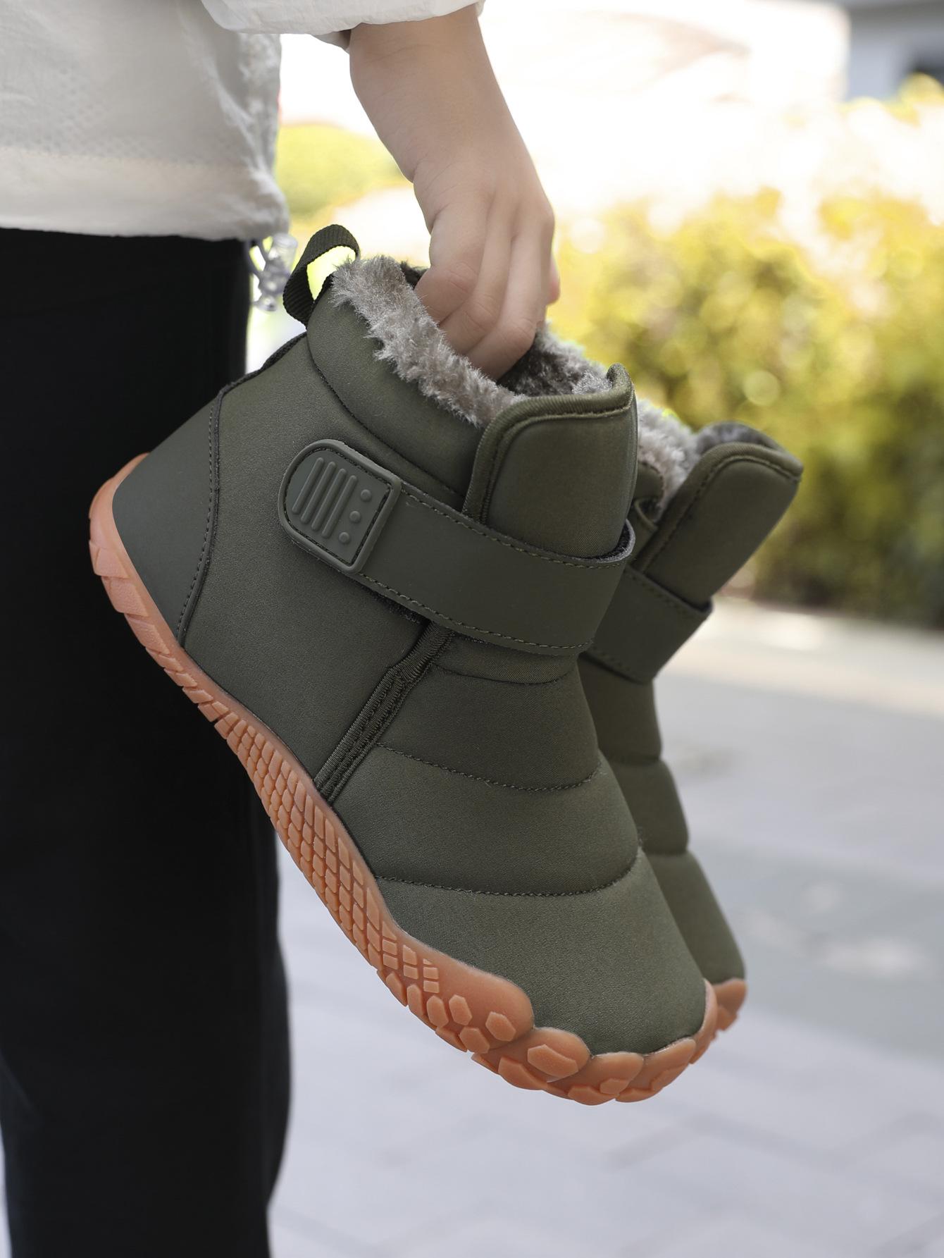 

Детские зимние водонепроницаемые нескользящие хлопковые сноубутсы – теплая велюровая подкладка, уличная обувь для мальчиков и девочек. 33