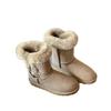 Snow boots women's 2025 new winter fur integrated horn buckle short boots children's cotton shoes non-slip warm thickened