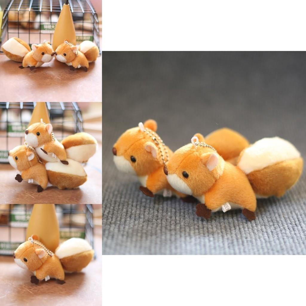 Fluffy Squirrel Plush Keychain Adorable Big Tail Stuffed Toy For Bags And Keys