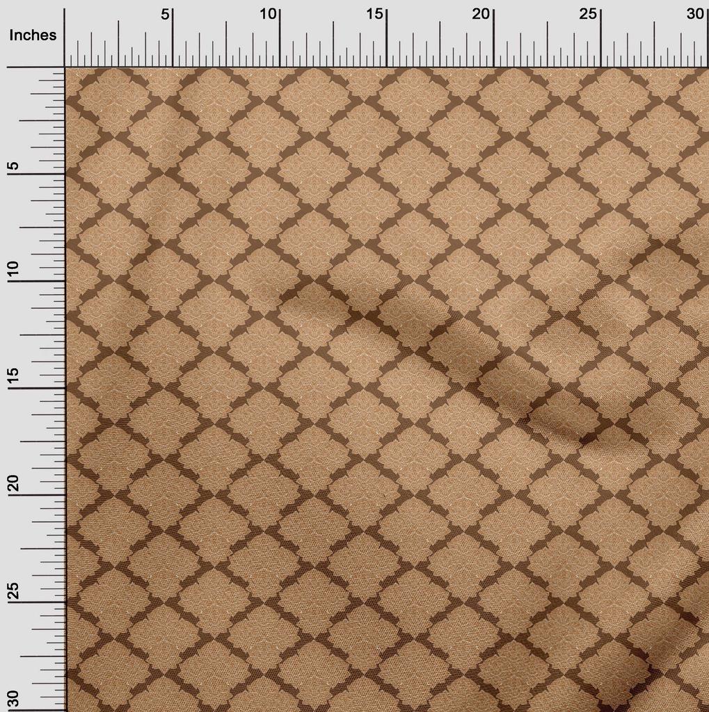 oneOone Cotton Poplin Brown Fabric Asian Block Print Quilting Supplies Print Sewing Fabric By The Yard 42 Inch