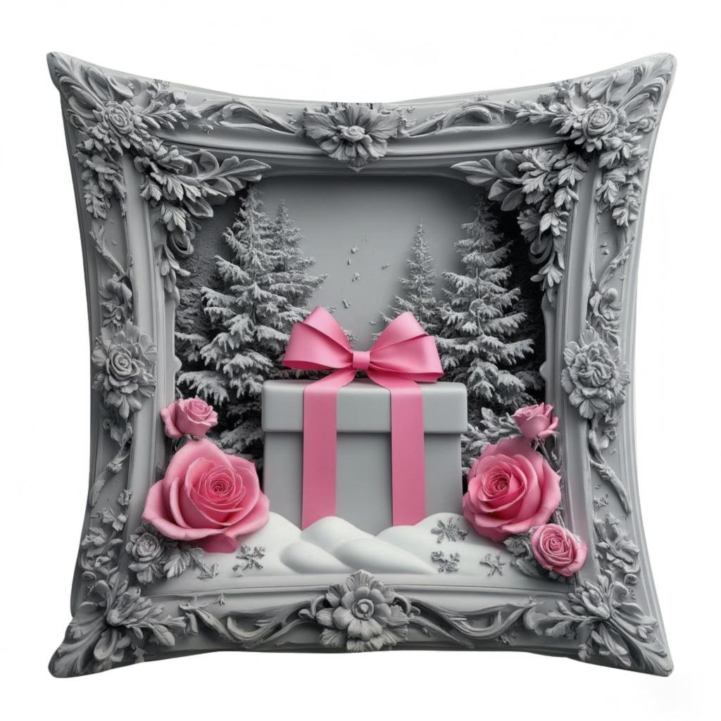 

New Pink Christmas Pillow Cover Santa Claus Snowman Print Festive Decorative Cushion Case for Sofa Bed Holiday Home Decor 45x45cm