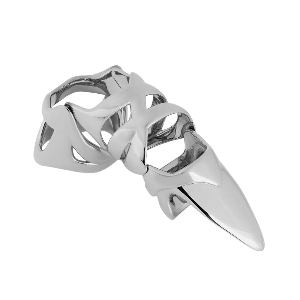 Kamenný šperk Hladký nepravidelný geometrický design kloubového prstenu Kovový exoskeleton Prsten na prst Dlouhý prst Punkový prsten Dlouhý prst