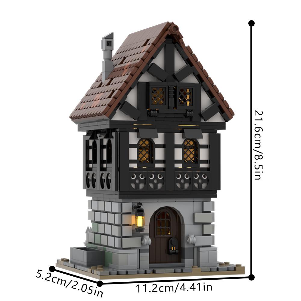 MOC Medieval Townhouse Building Blocks Model Modular Medieval Townhouse Architecture Bricks Assembly Toys Children Birthday Gift