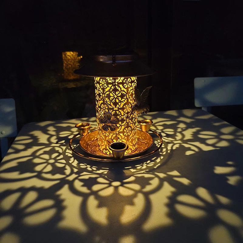 Dual-Purpose Metal Solar Bird Feeder & Decorative Lawn Light