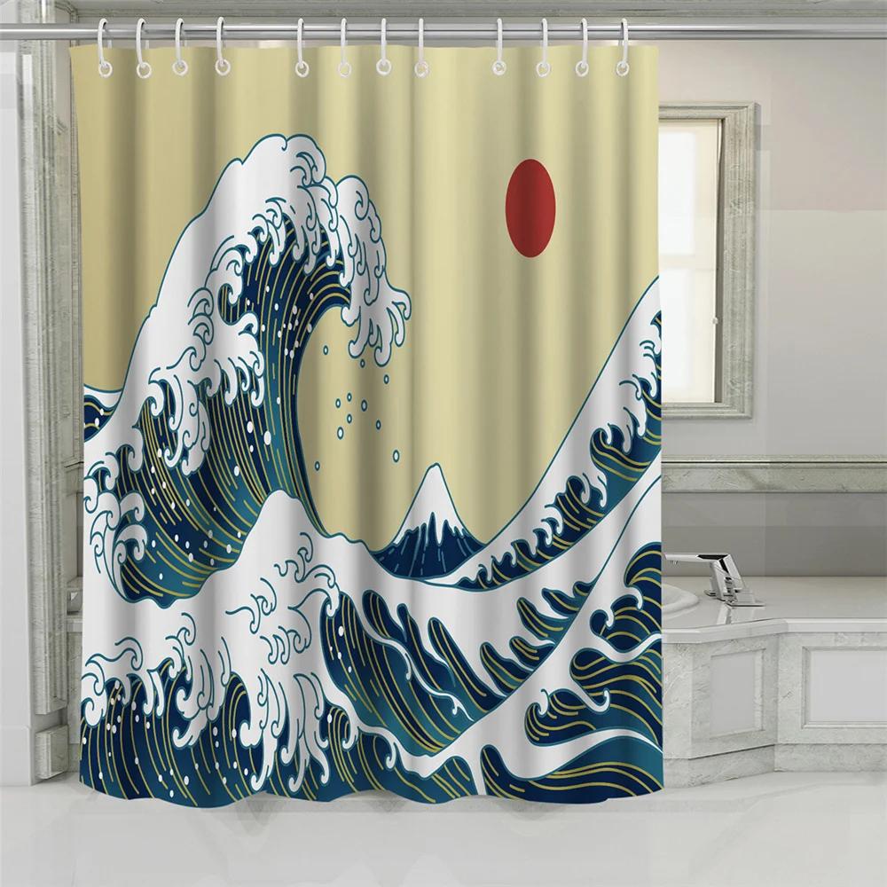 Funny Cats Decor Shower Curtain Pet Kitten Couple Cosplay In Ocean Polyester Fabric Bathroom Curtains Polyester Fabric With Hook
