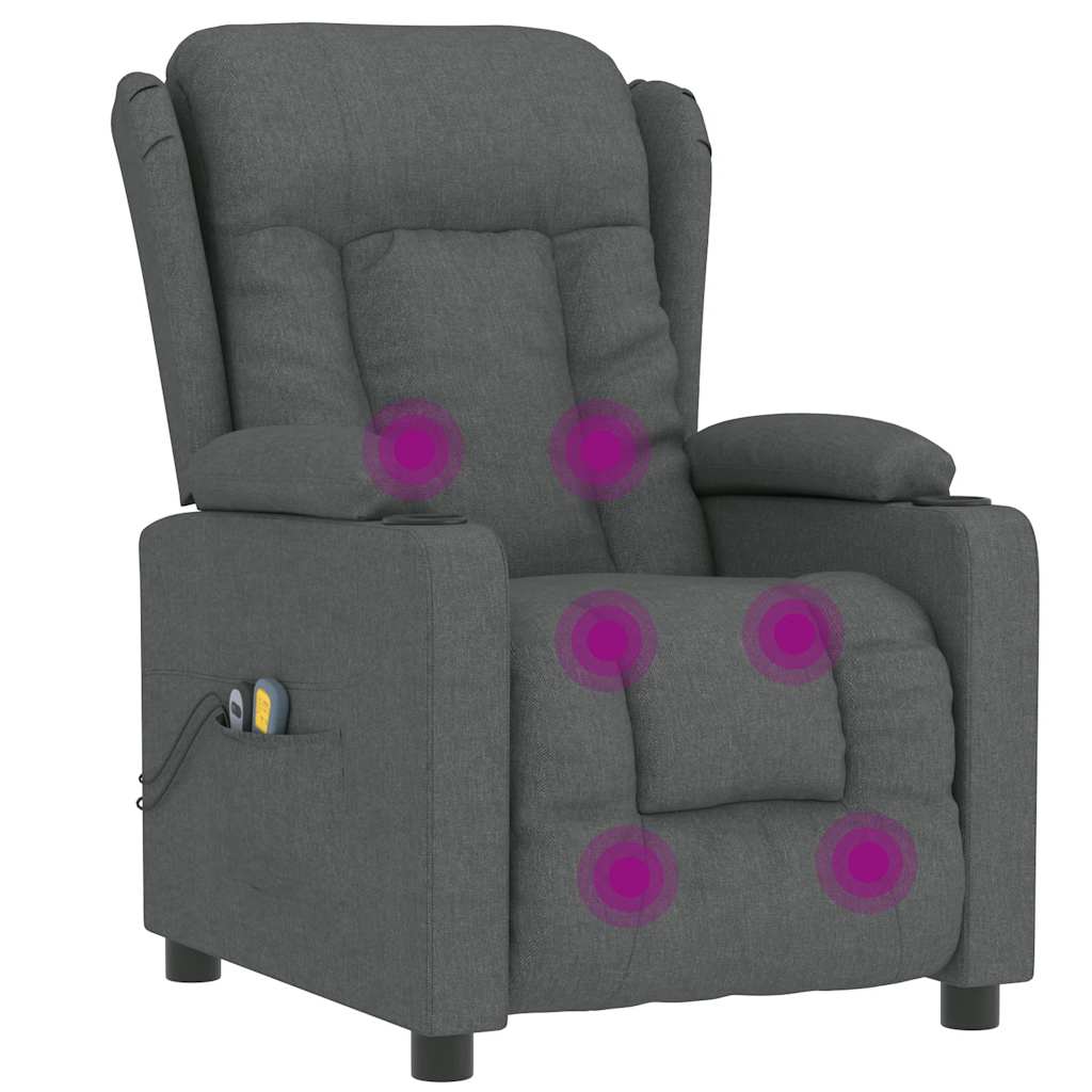 Electric Massage Recliner Dark Grey Fabric