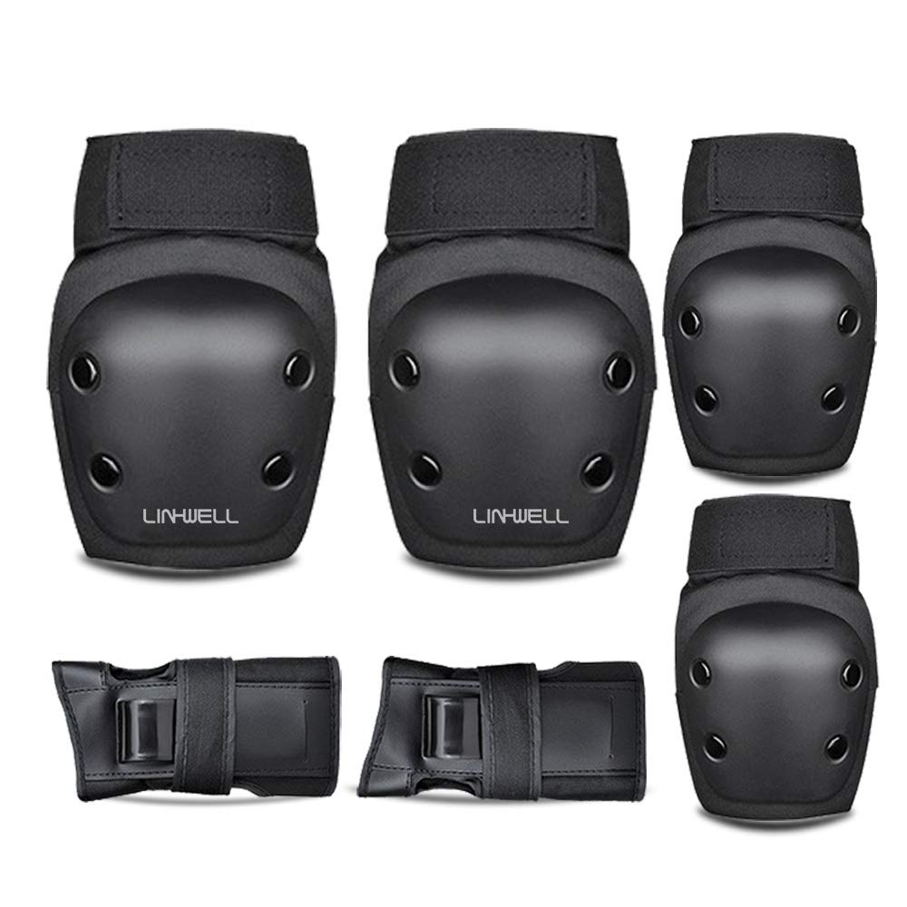 Skateboard Protector and Knee Guards for Kids and Includes Storage Bag 6-Piece Set Wrist, Elbow, Adults, (Small Size 120cm-150cm (Kids-Ladies))