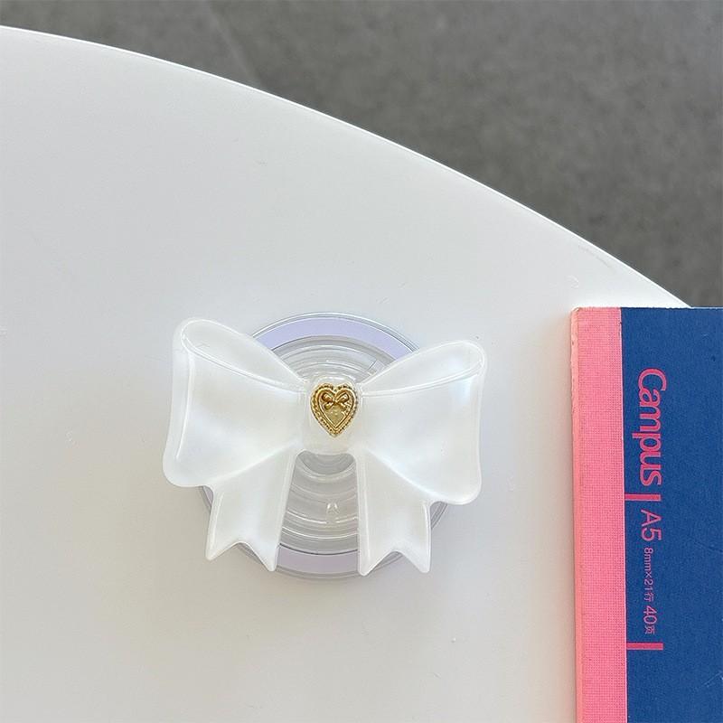 3D Heart & Bow Phone Airbag Holder Magnetic Retractable Foldable Desktop Stand Korean Ins Style