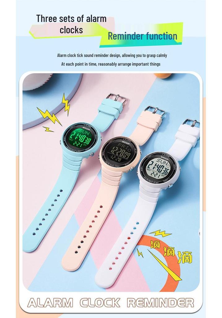 Sanda Large Dial Luminous Waterproof Sports Watch with Multi-function Alarm for Students