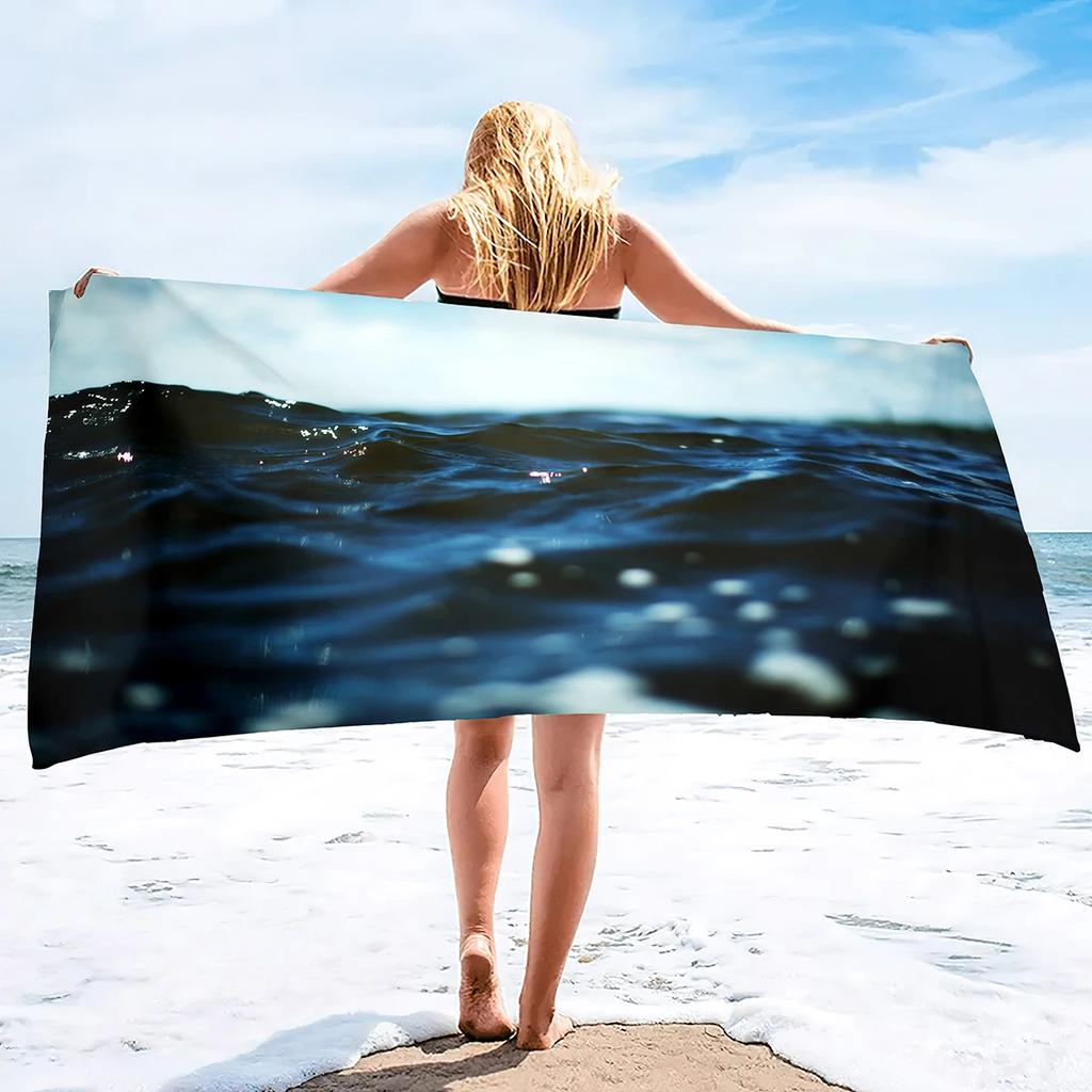 Ocean Wave Bath Towel - Vibrant Sunset Design, Soft Absorbent, Perfect for Summer Relaxation, Adds Beach Vibes to Your Vacation