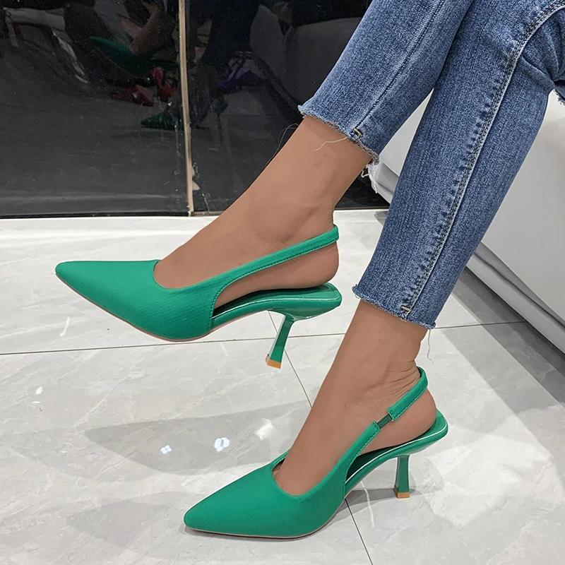 Fashion Shoes for Women Slip-on Women's High Heels Summer Solid  Office and Career Fashion Pointed Toe Heels WomenZapatos Mujer