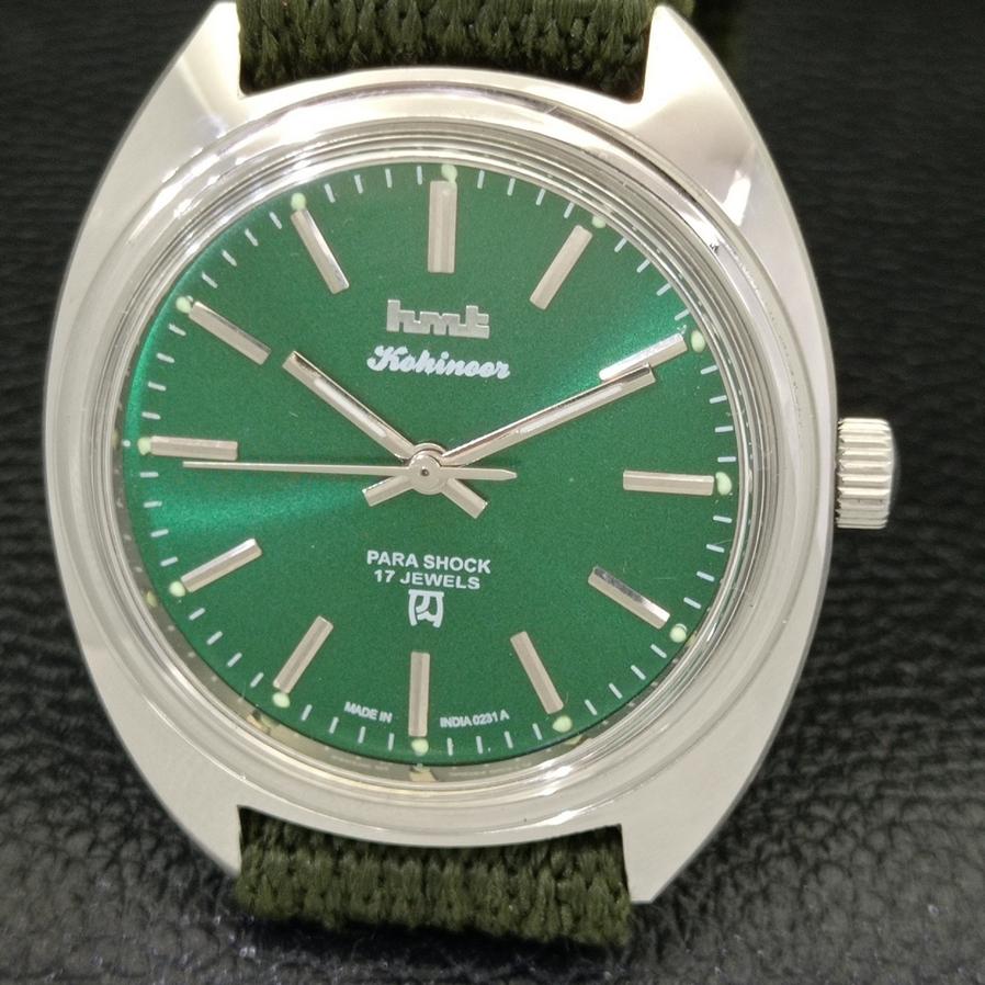 AUTHENTIC HMT INDIAN HAND-WINDING GREEN DIAL WRIST WATCH A426480-2