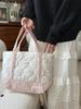 Stylish Canvas Tote Bag With Floral Patchwork Design For Casual Shopping And Commuting