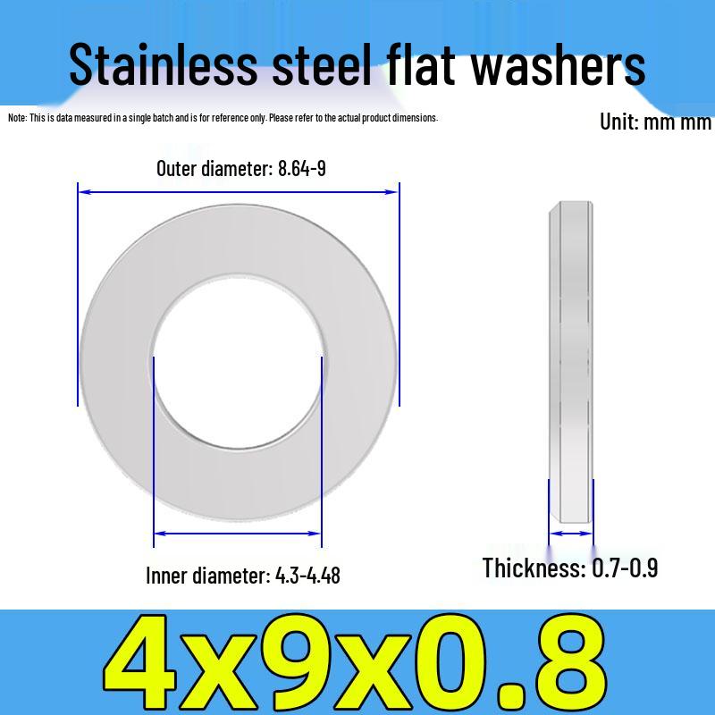 Jinguying Stainless Steel Flat Washer 201/304/316 Standard Size, No Burrs (GB97/DIN125)