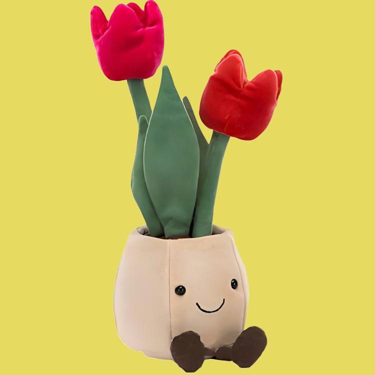 Jellycat Fun Plant Series Tulip Flower Jar Funny Doll Plush Doll Sitting 30cm High
