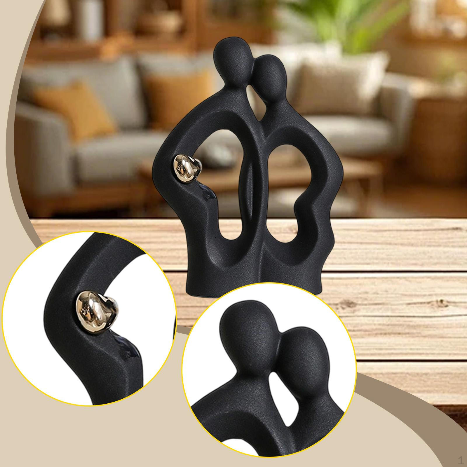 

Фигурка пары Абстрактная скульптура Статуэтка любовников Настольное украшение для офисного шкафа Книжной полки чёрный